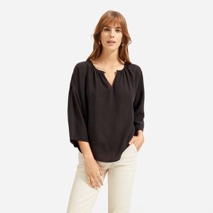 Everlane The Shirred Cupro Blouse black size 6